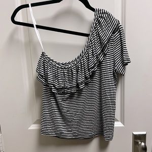 Splendid one shoulder black and white striped top size M